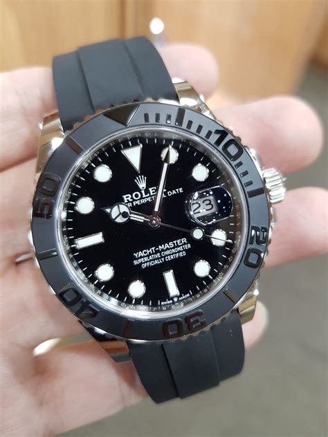 new rolex black rubber|Rolex rubber yacht master.